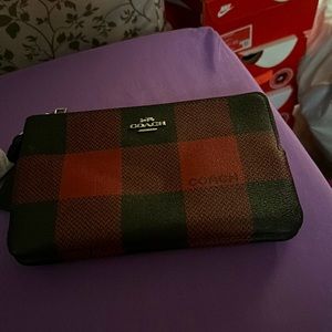 Red/black squared double zip wallet wristlet used a few times